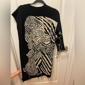 Black and White Zebra Print Sweater Dress